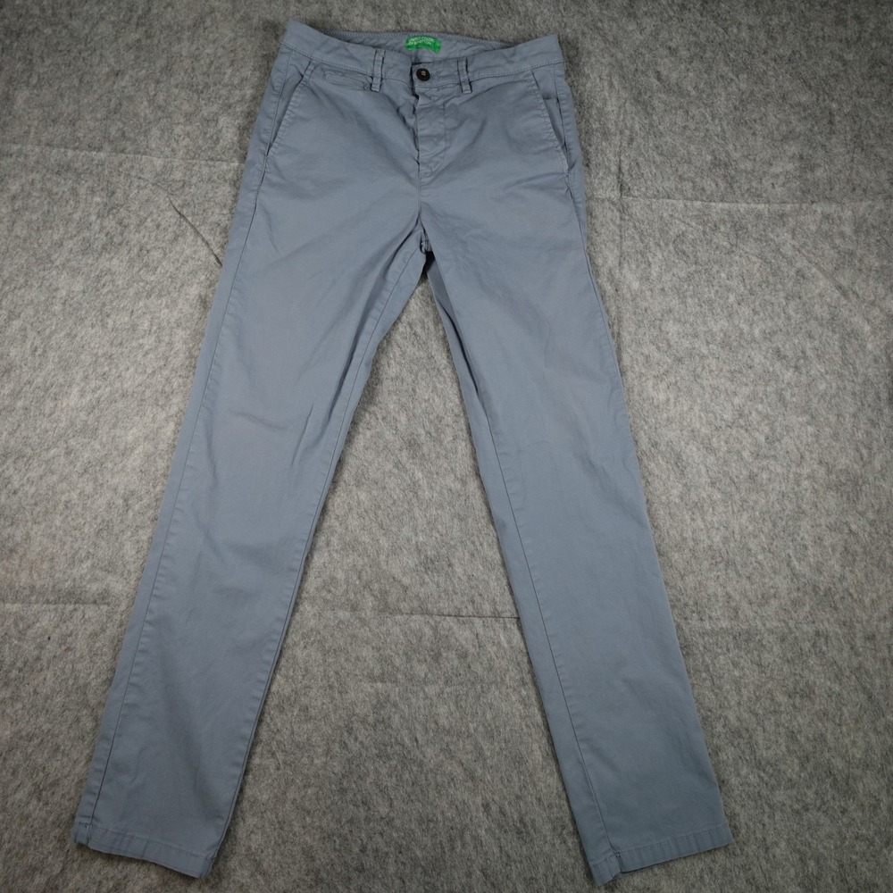 United Colors of Benetton Pants Women US M IT 44 Blue Chino Cotton Stretch Flat